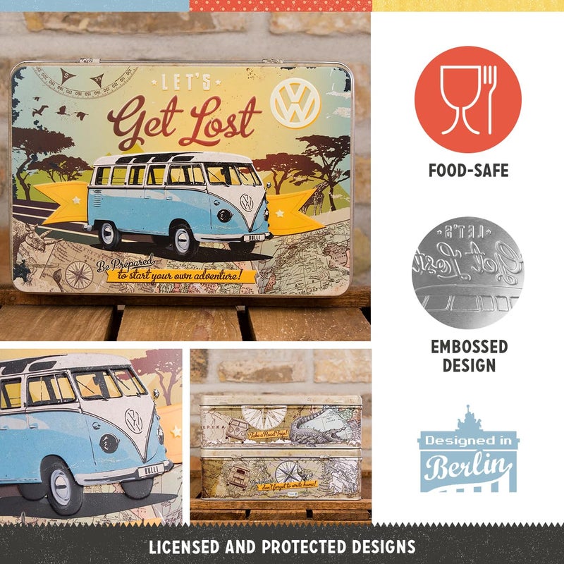 Nostalgic Art Nostalgic-Art Retro storage tin box flat, 84.5 oz, VW Bulli â€“ Let's Get Lost â€“ VW Bus Gift idea, Official License Product (OLP), metal can with lid, vintage design - Image 2